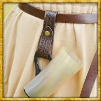 Keltischer Becherhalter aus Leder mit Prägung - Braun