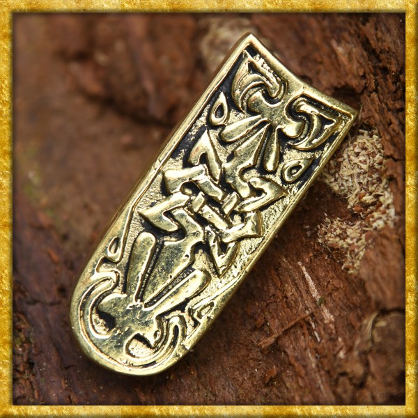 Wikinger Gürtelendbeschlag Riemenzunge aus Messing