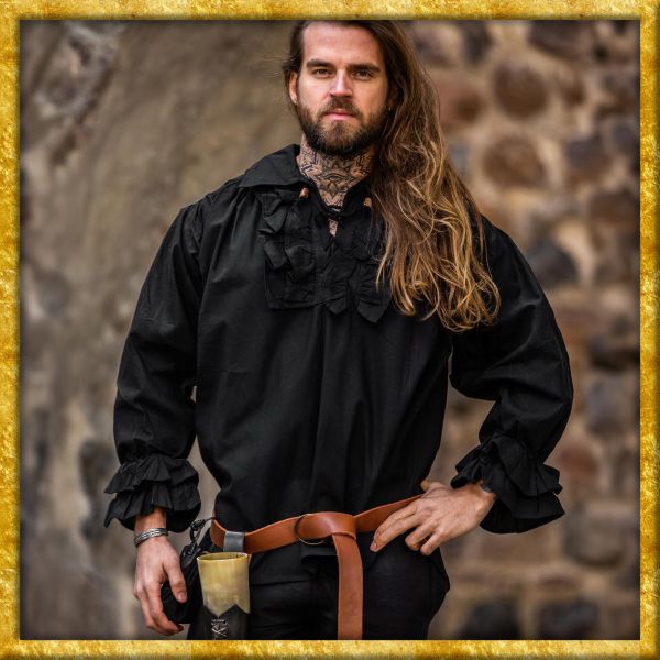 Mittelalterliches Rüschenhemd Dracula - Schwarz