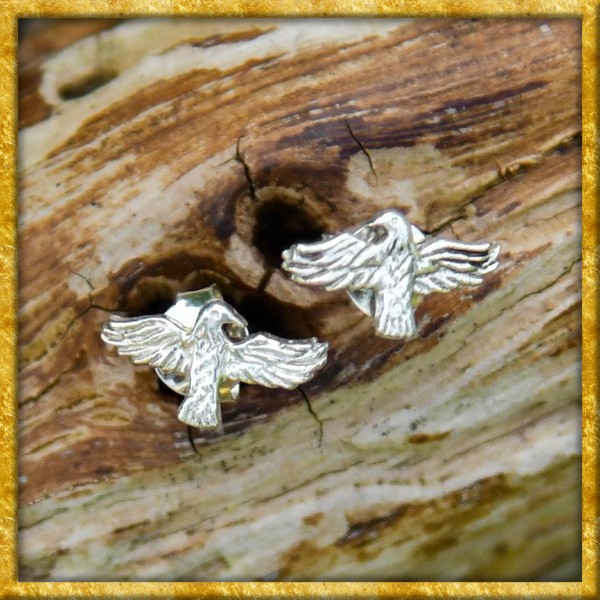 Nordische Ohrstecker Hugin und Munin aus Sterlingsilber
