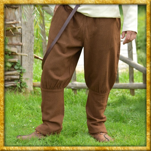 Wikinger Hose Helmer aus Wolle Diamantköper -  Braun