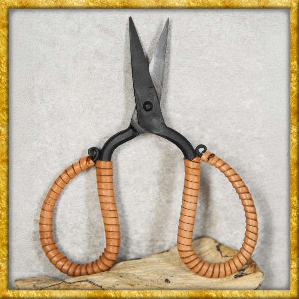 Handgeschmiedete Mittelalter Schere mit Lederwicklung