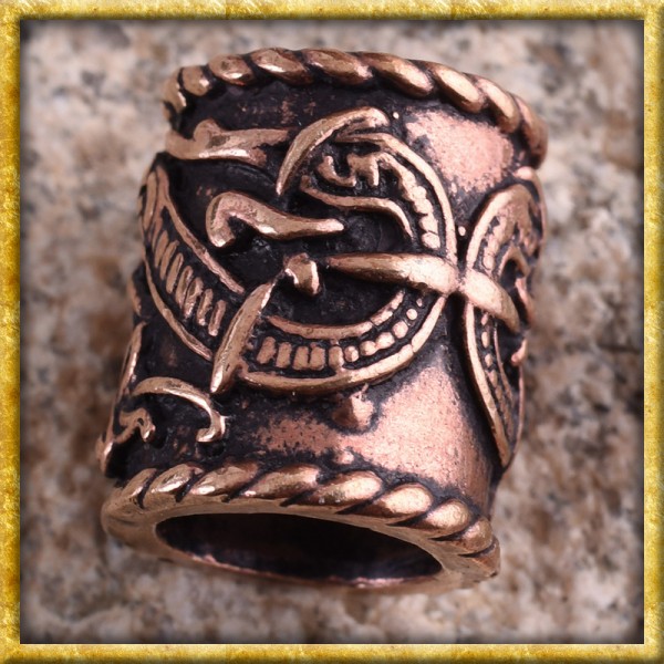 Grosse Wikinger Bartperle Drachen - Bronze