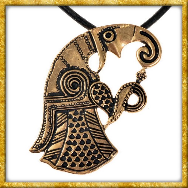 Wikinger Halskette Rabe Vendelzeit - Bronze