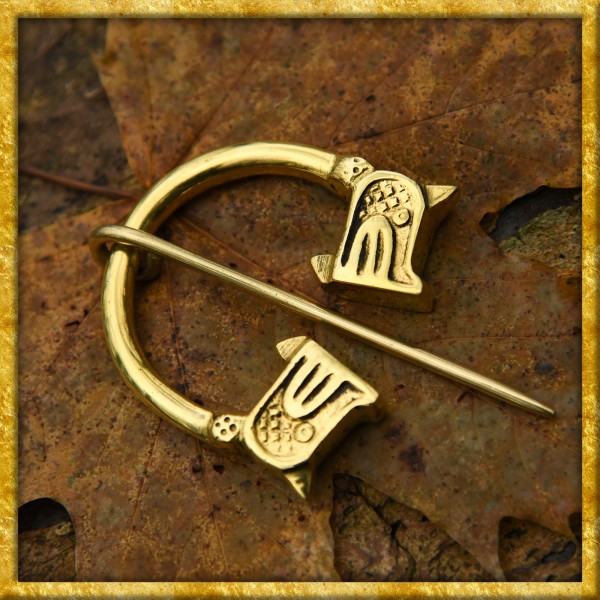 Wikinger Ringfibel Drachenköpfe aus Messing