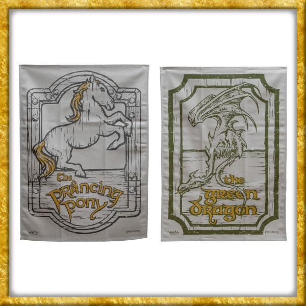 Herr der Ringe - Geschirrtuch 2er Pack Tänzelndes Pony und Zum grünen Drache