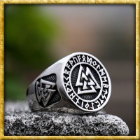 Wikingerring Valknut mit Runenkreis