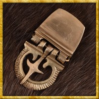 Kleine verzierte Mittelalter Gürtelschnalle aus Messing