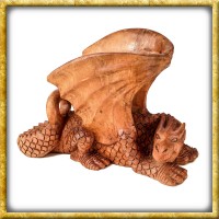 Trinkhornständer schlafender Drache aus Holz - ca. 500ml