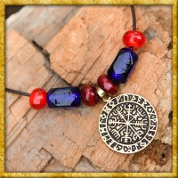 Wikinger Glasperlenkette mit Vegvisir Anhänger