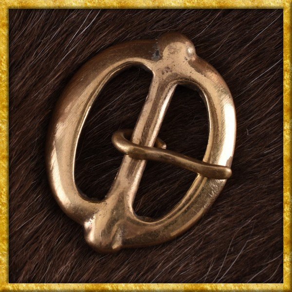Kleine mittelalterliche Gürtelschnalle aus Messing mit einem Dorn