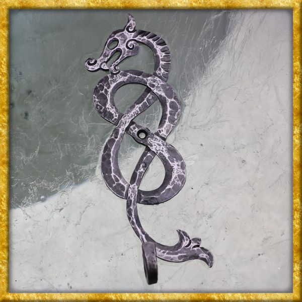 Geschmiedeter Wandhaken mit Wikinger-Drache