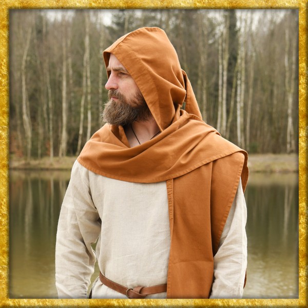 Mittelalter Schal mit Kapuze - Beigebraun
