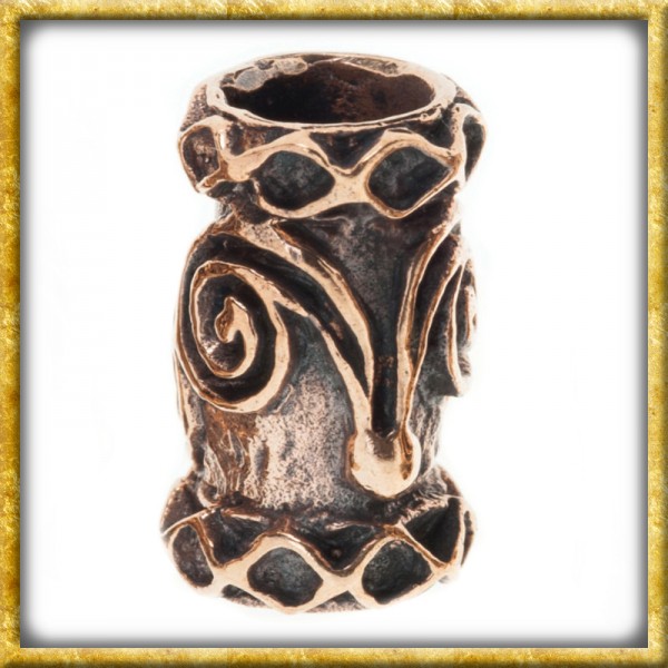 Keltische Bartperle Spiralen & Rauten - Bronze