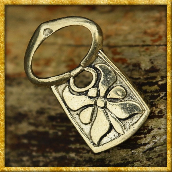 Gürtelschnalle mit floralem Muster aus Messing