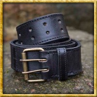 Ledergürtel mit Ring - Schwarz