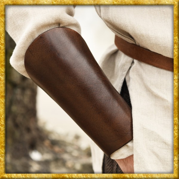 Kurze Kampfstulpe aus dunkelbraunem Leder