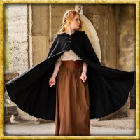 Schwerer Damenumhang mit Metallknöpfen - Schwarz