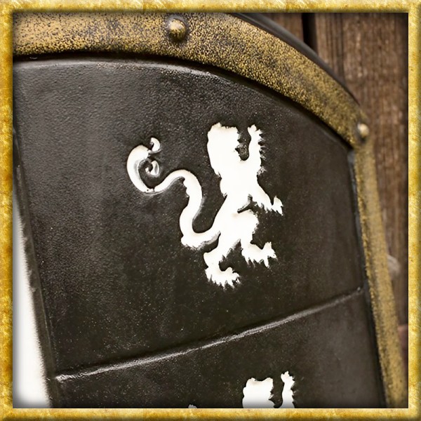 LARP Wappenschild mit Löwen - Weiss/Schwarz