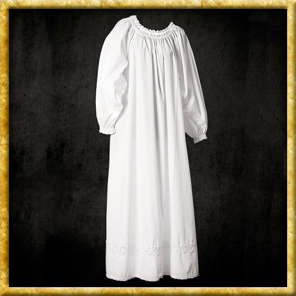 Chemise mit Spitzenborte - Weiss