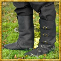 Mittelalterliche Stiefel mit Schnallen - Schwarz