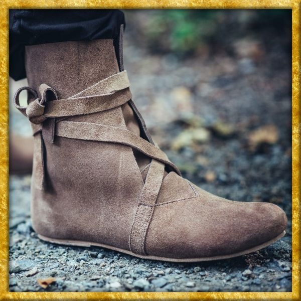 Wikingerstiefel Haithabu aus Velourleder - Braun
