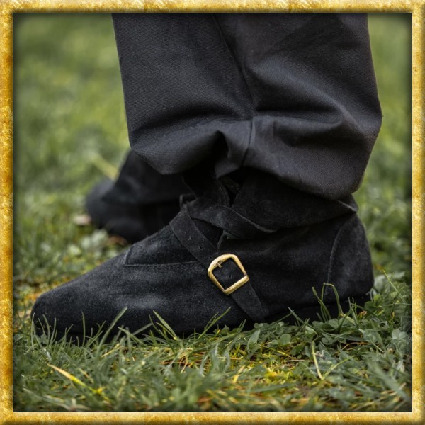 Mittelalterschuh Albin aus Velourleder - Schwarz