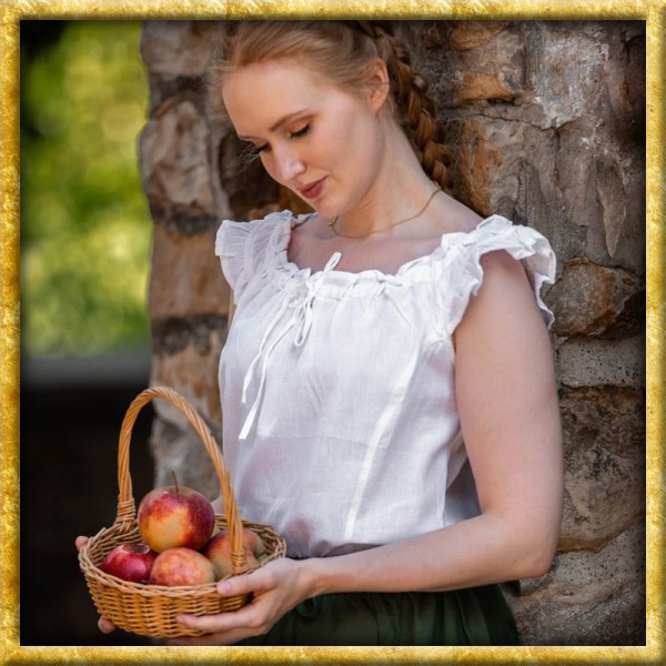 Mittelalter Sommerbluse mit Rüschen Lotte - Weiss