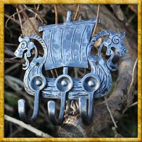 Geschmiedeter Wandhaken mit Wikingerschiff