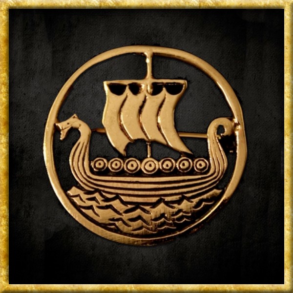 Wikinger Brosche Drachenboot aus Bronze