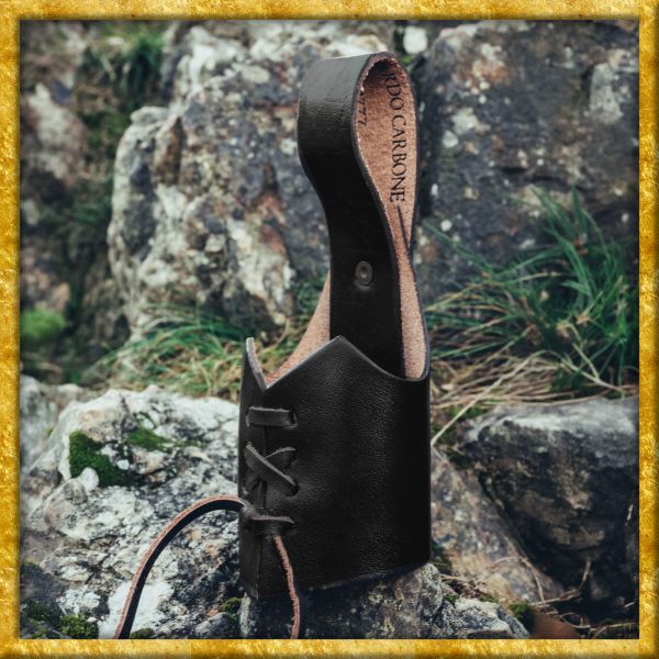 Trinkhornhalter aus Leder Hakon 200ml - Schwarz