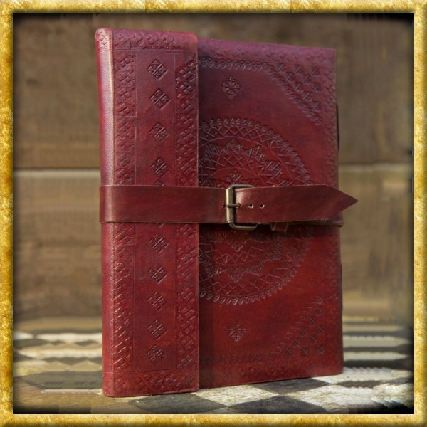 Notizbuch mit Ledereinband - Rot/Braun