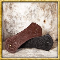 Mittelalter Haarspange aus Leder Riegelform mit Metall-Clip - Braun oder Schwarz