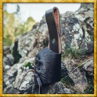 Trinkhornhalter aus Leder mit Thorshammer - Braun