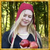 Mittelalter Bundhaube mit Bändern - Rot