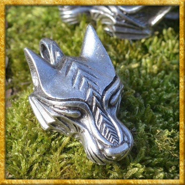 Nordischer Anhänger Warg aus Zink - Silber