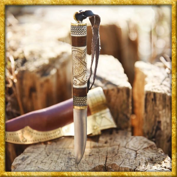 Kleines Wikingermesser mit Holz-/Knochengriff Torslunda