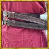 Wikinger Doppelgürtel aus Leder Axel - Dunkelbraun