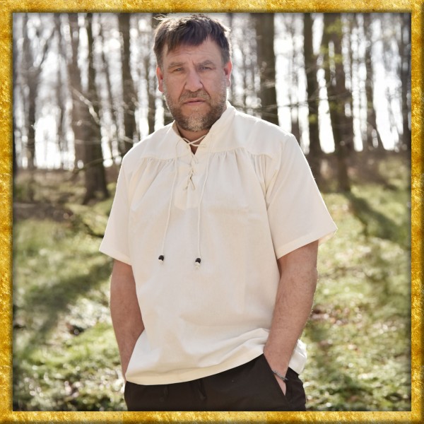 Mittelalterhemd mit kurzen Ärmeln - Natur