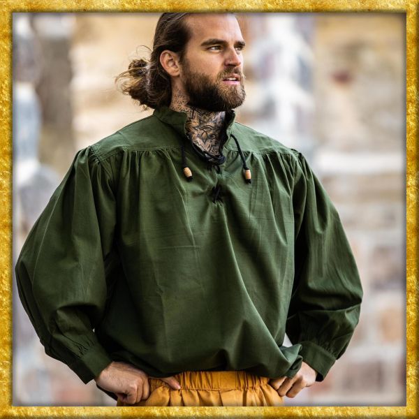 Mittelalterhemd mit Stehkragen - Grün