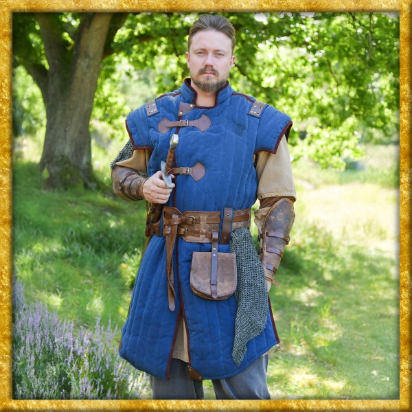 Mittelalter Gambeson Vari Used-Look - Blau/Braun