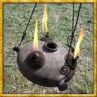 Hängende Öllampe aus Ton mit Eisenkette