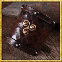 Kleiner Leder Armschützer mit keltischem Triskel-Motiv