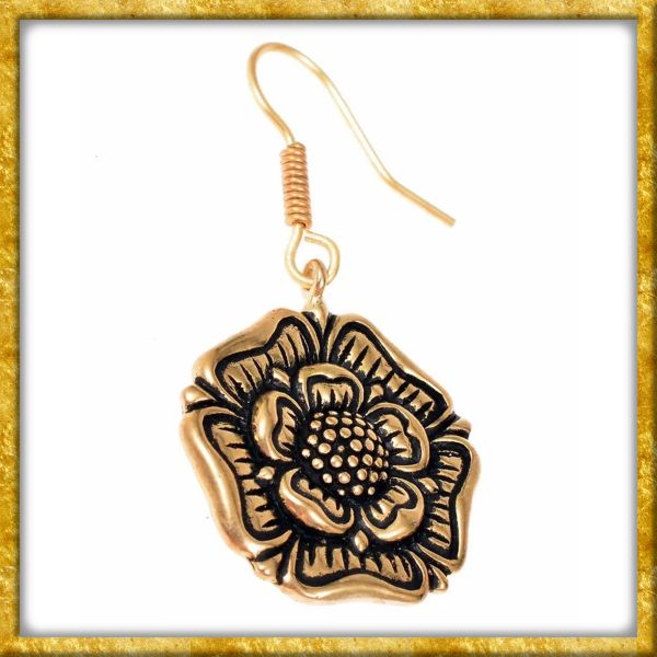 Mittelalter Ohrringe Tudor-Rose aus Bronze