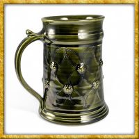 Bierkrug aus Ton Himbeer Muster - 0,5 Liter