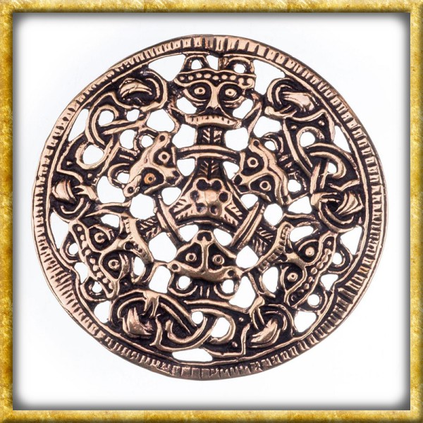 Grosse Wikinger Brosche im Borre Stil - Bronze