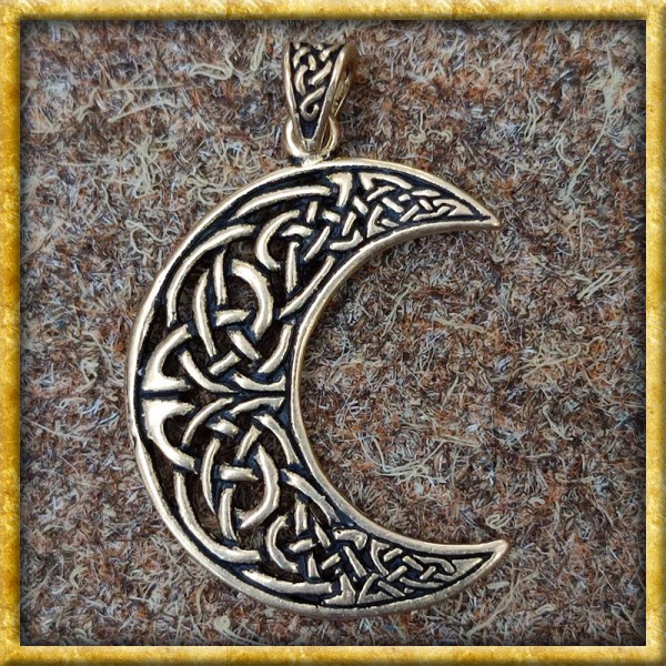Keltischer Anhänger abnehmender Mond - Bronze oder Silber