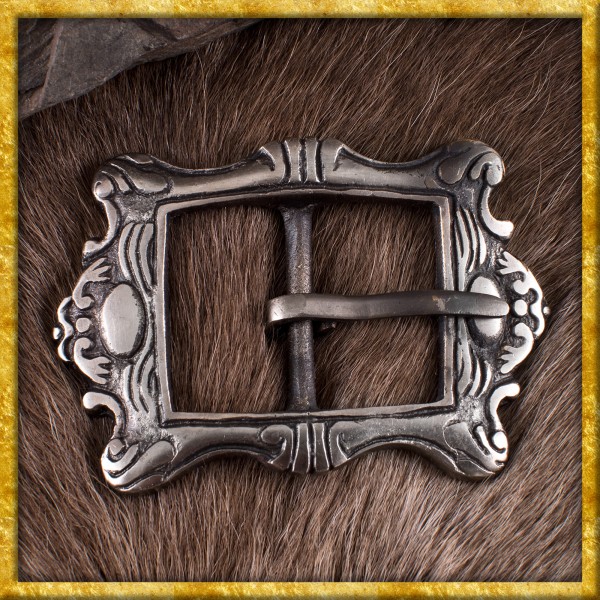 Rechteckige Mittelalter Gürtelschnalle aus vernickeltem Messing