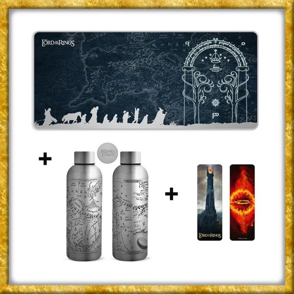 Herr der Ringe - Thermosflasche, Schreibtischunterlage und Lesezeichen