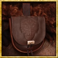 Ledertasche Wolfskopf mit Knochenverschluss